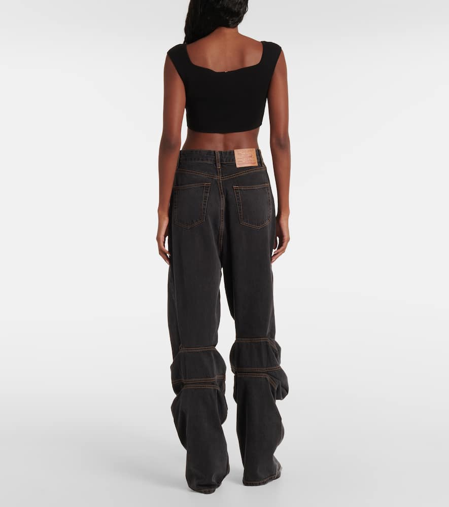 Evergreen Draped Cuff wide-leg jeans