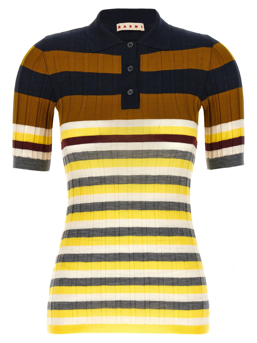 Marni - Ribbed Wool Shirt Polo Multicolor