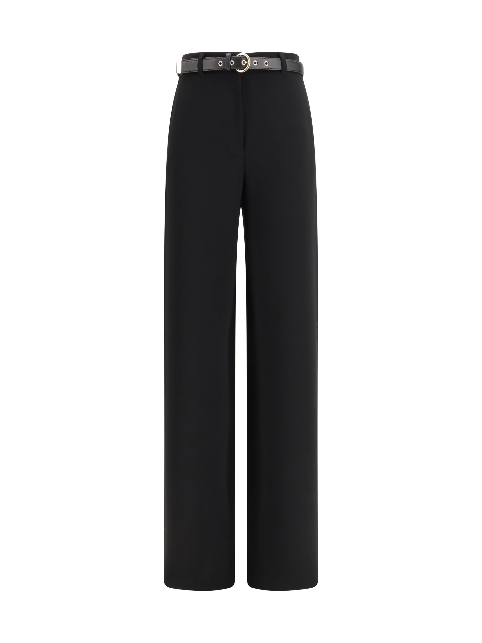 High-Waisted Wide-Leg Trousers — Black