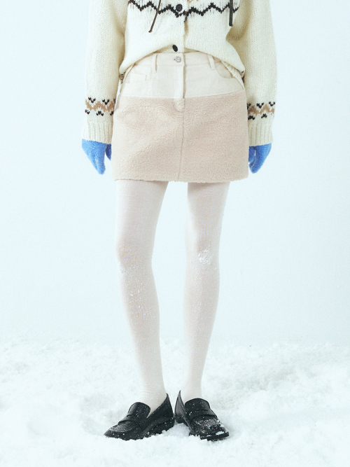 Mixed Shearling Mini Skirt