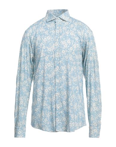 Bastoncino Man Shirt Sky blue Size 17 Viscose, Linen