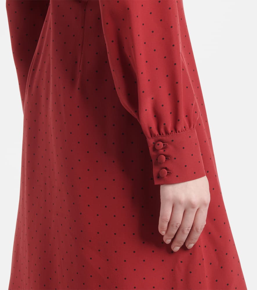 Polka-dot silk midi dress
