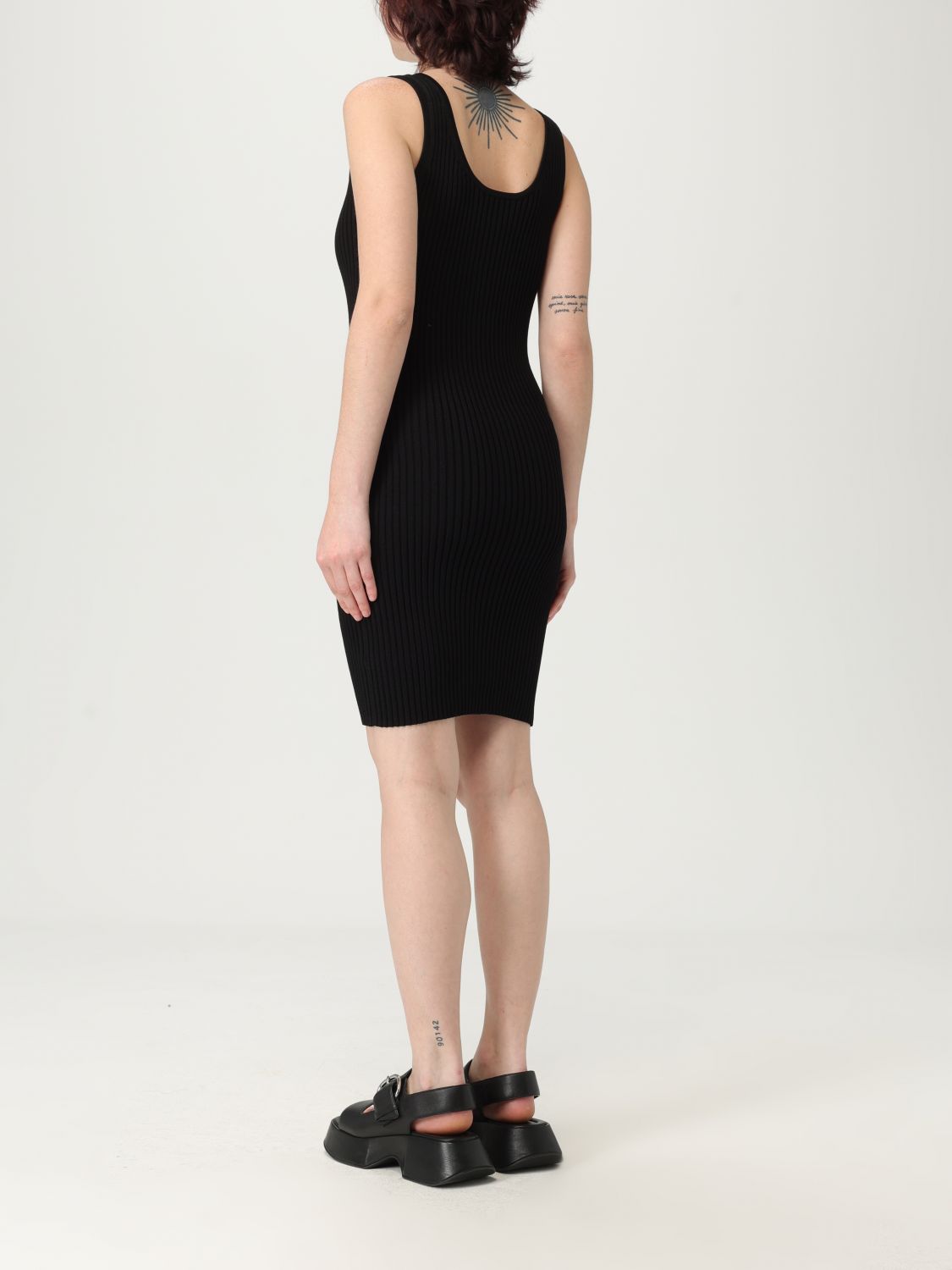 Ribbed mini dress - Black
