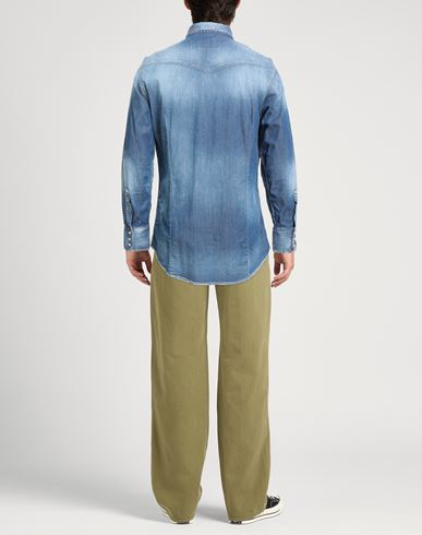 Man Denim shirt Blue Size 32 Cotton, Elastane