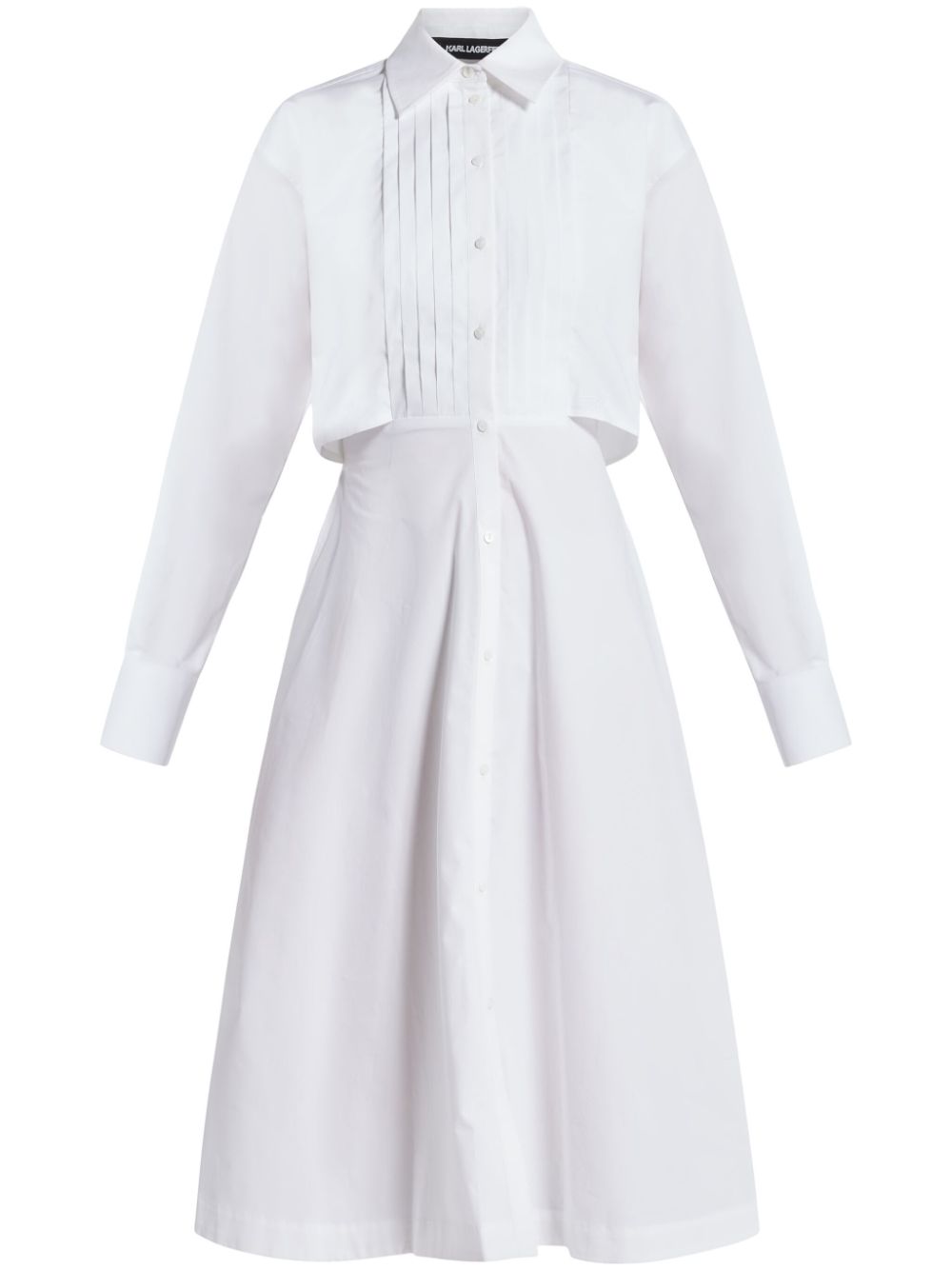 Bib-detail shirt dress - White
