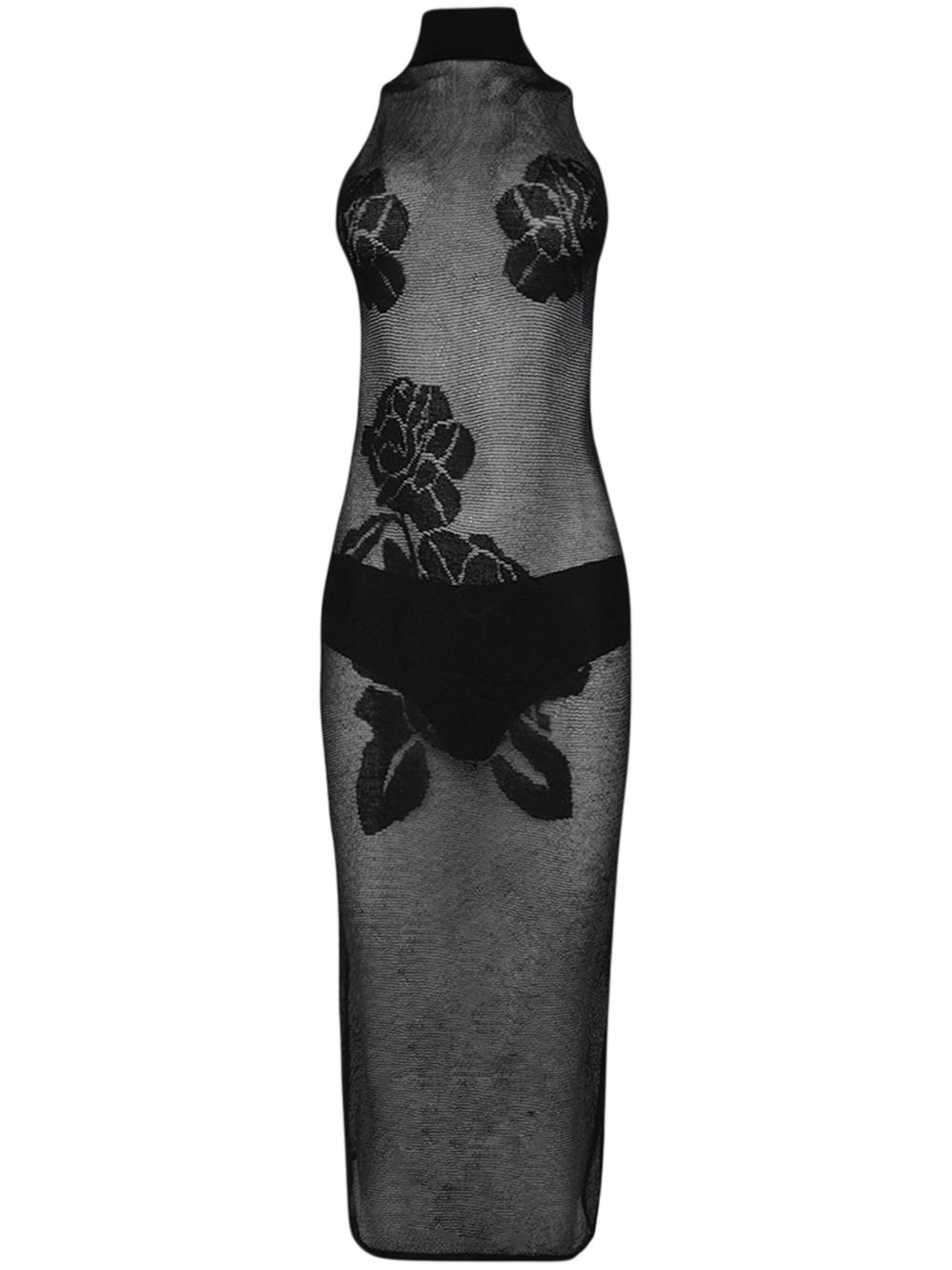Rose knit midi dress - Black
