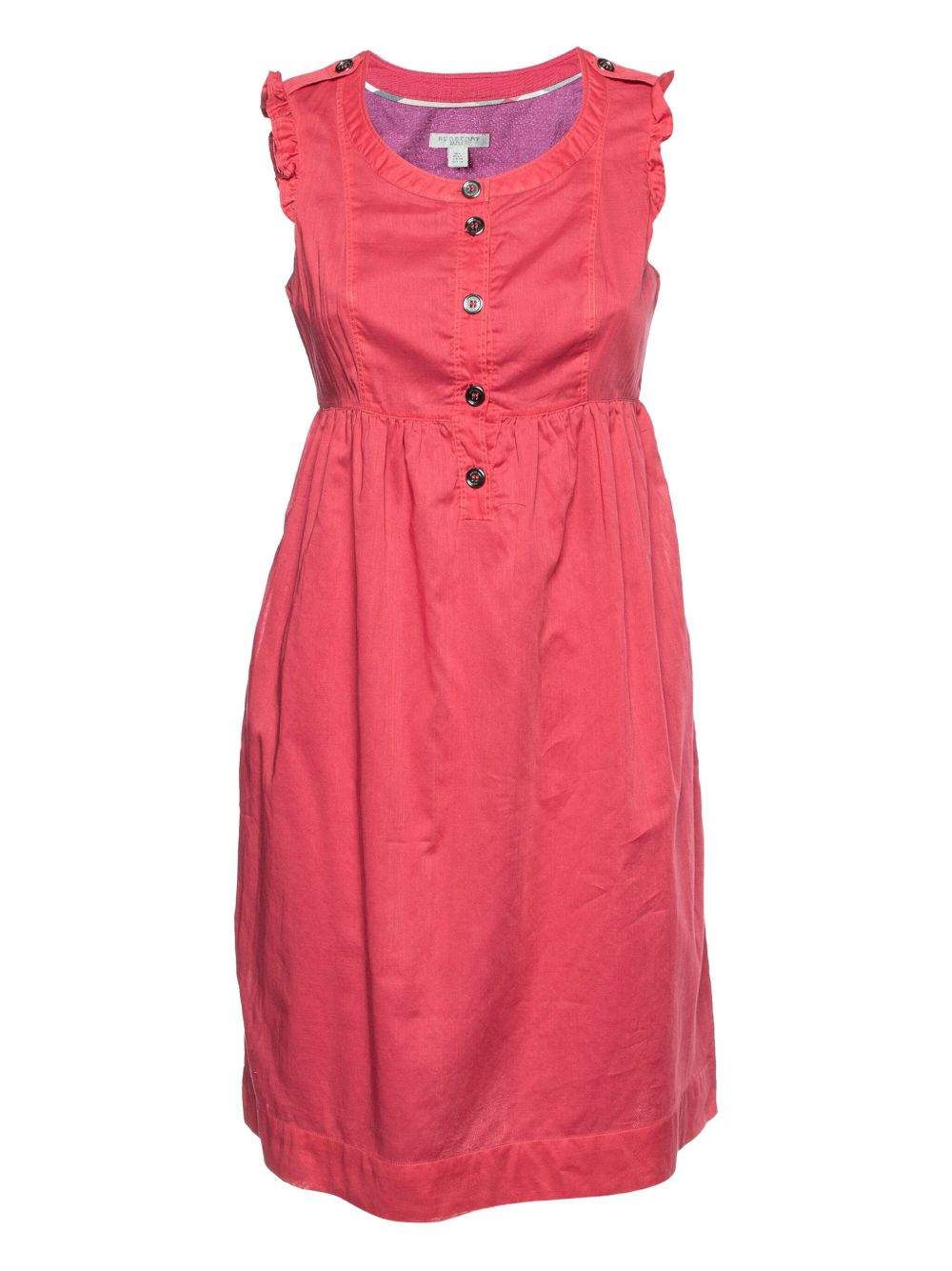 Ruffle-detail cotton dress - Red