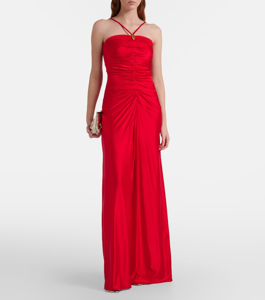 Oggetti ruched halterneck bustier gown