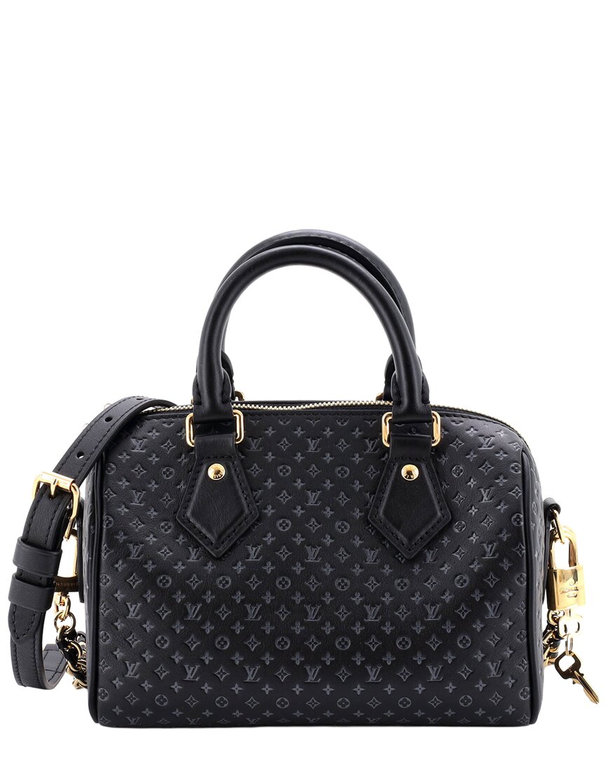 Black Nanogram Embossed Leather Speedy Bandouliere 20 (Authentic  Pre-Loved)