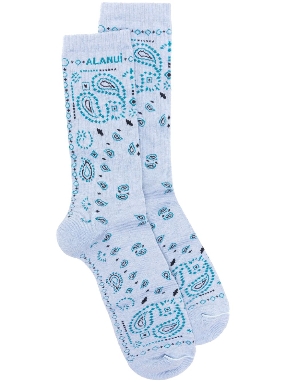 Bandana logo-embroidered ribbed-knit socks - Blue
