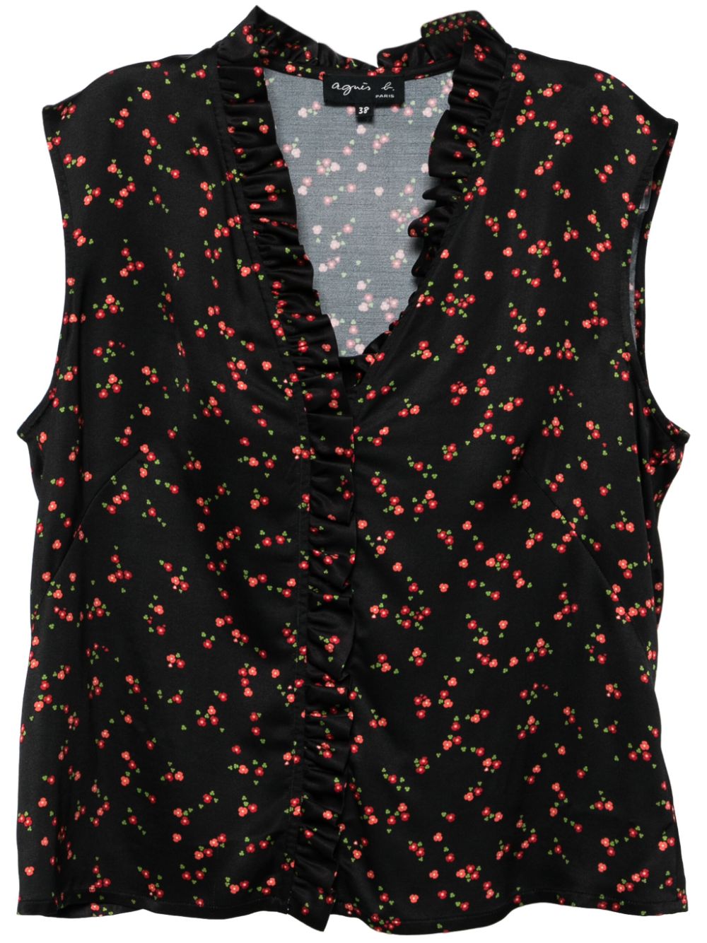 Floral-print tank top - Black