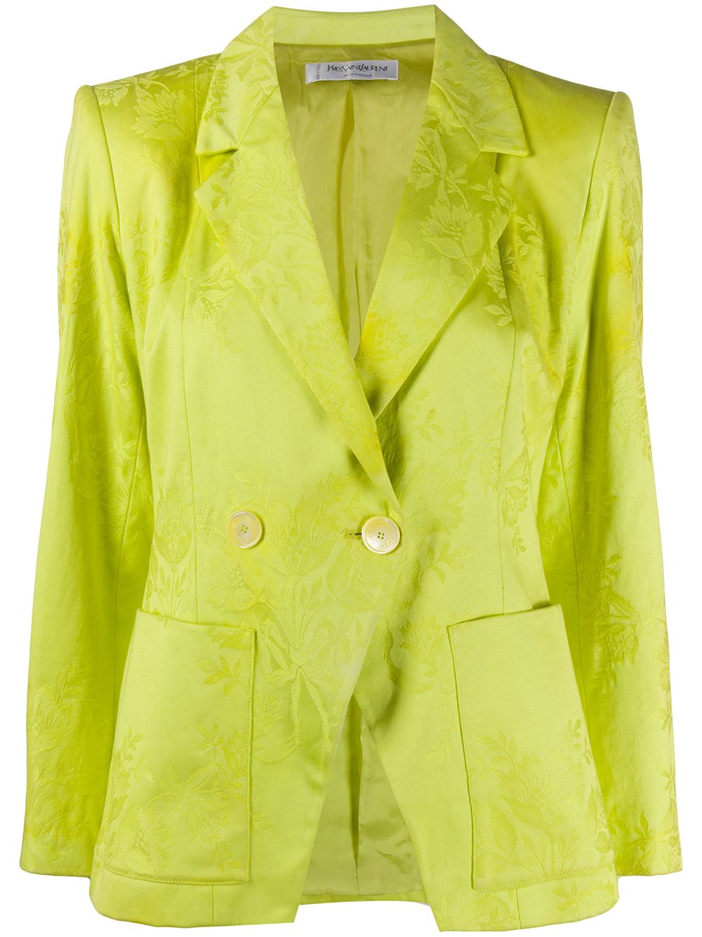 1990s floral jacquard double-breasted blazer - Green