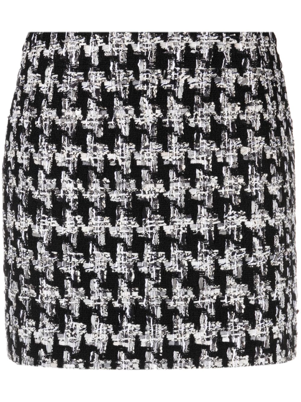 Houndstooth-pattern knitted miniskirt - Black