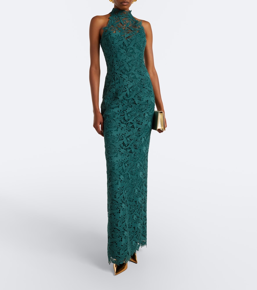 Halterneck lace gown
