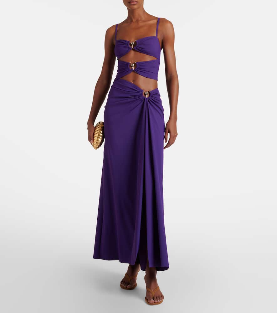 Cutout ruched maxi dress