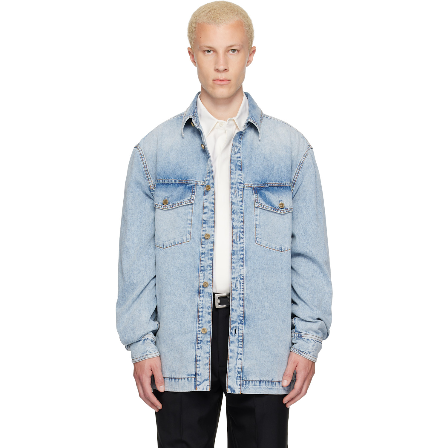 Blue Faded Denim Shirt
