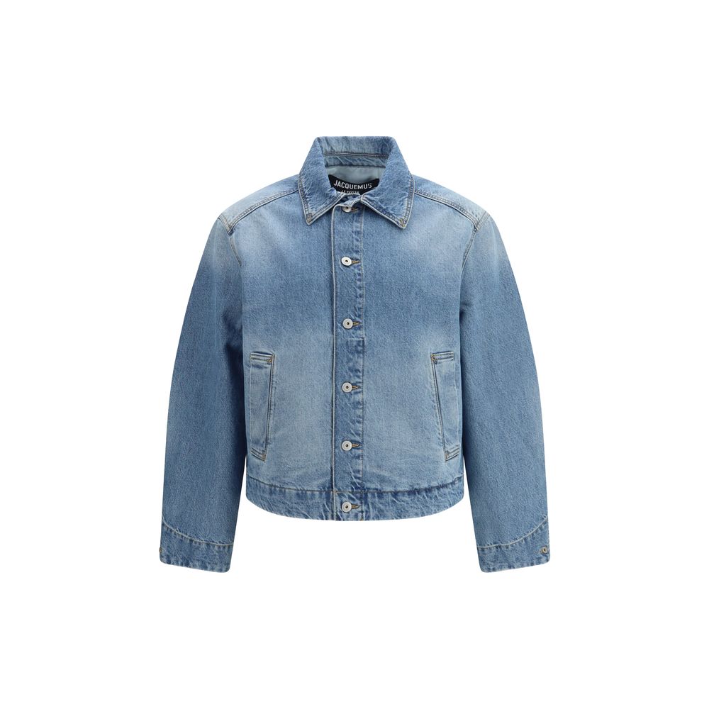 Button-Front Denim Denim Jacket — Blue