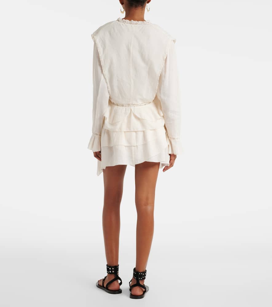 Dejha cotton and linen-blend miniskirt