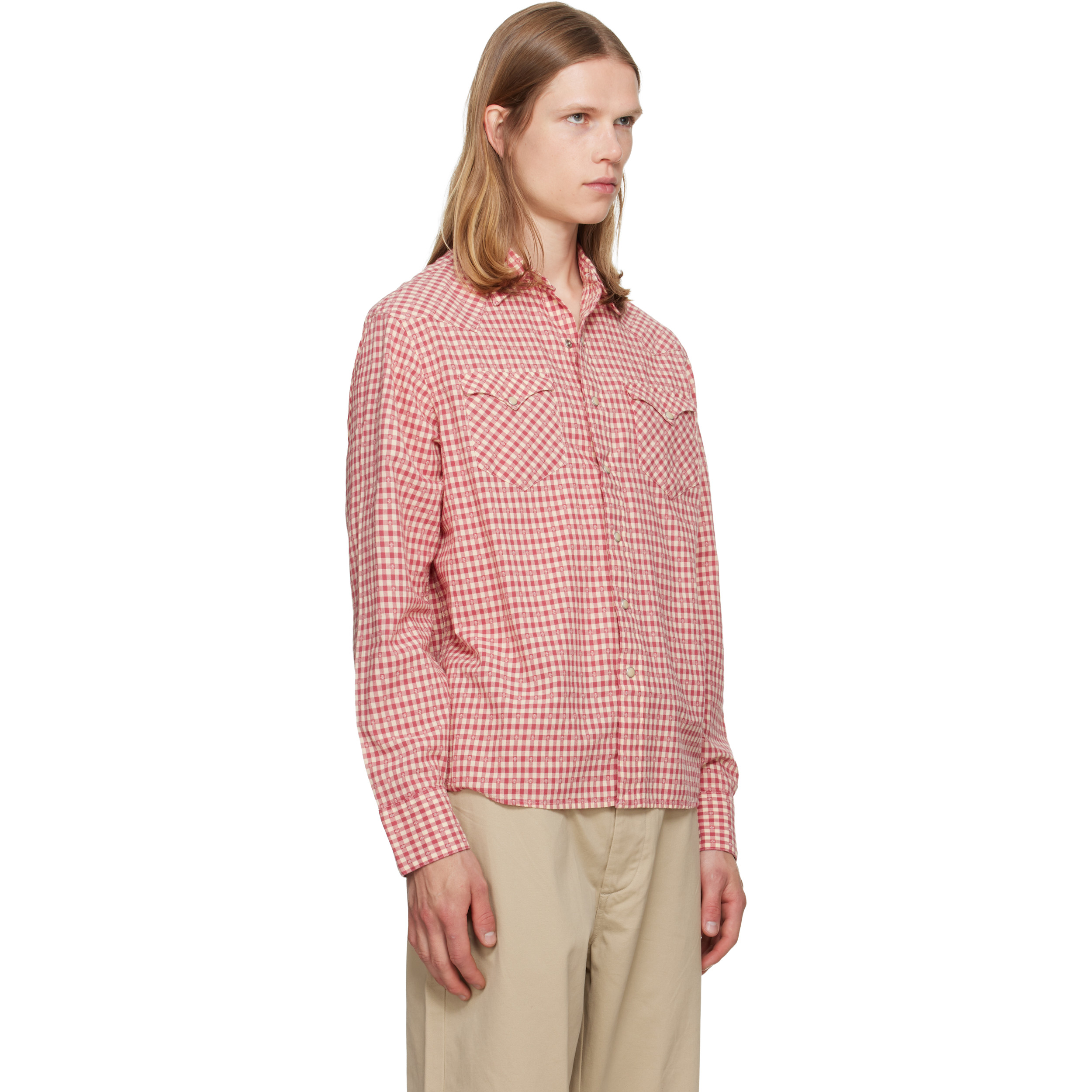 Red & White Classic Fit Checked Western Shirt