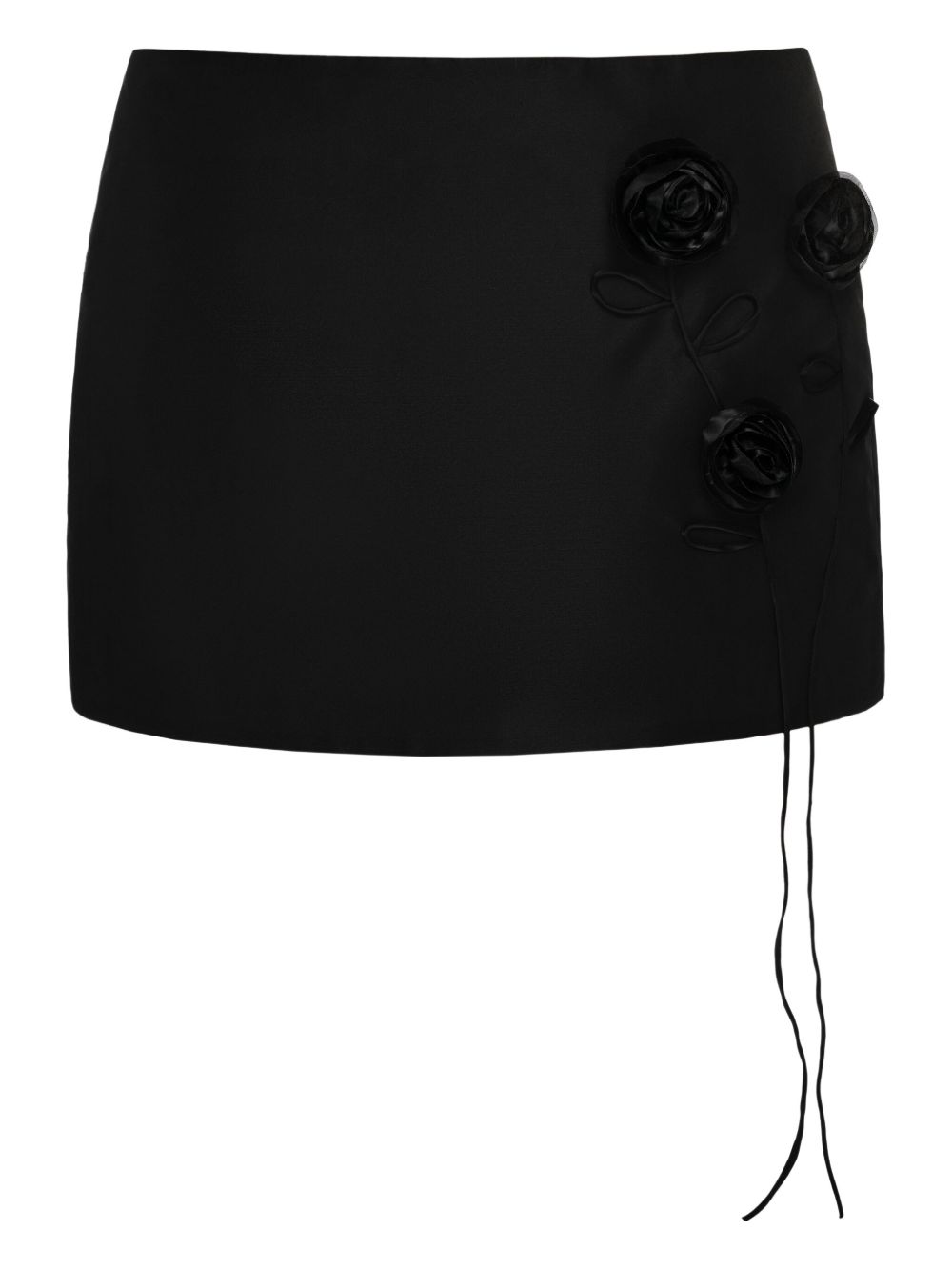 Floral-appliqué miniskirt - Black