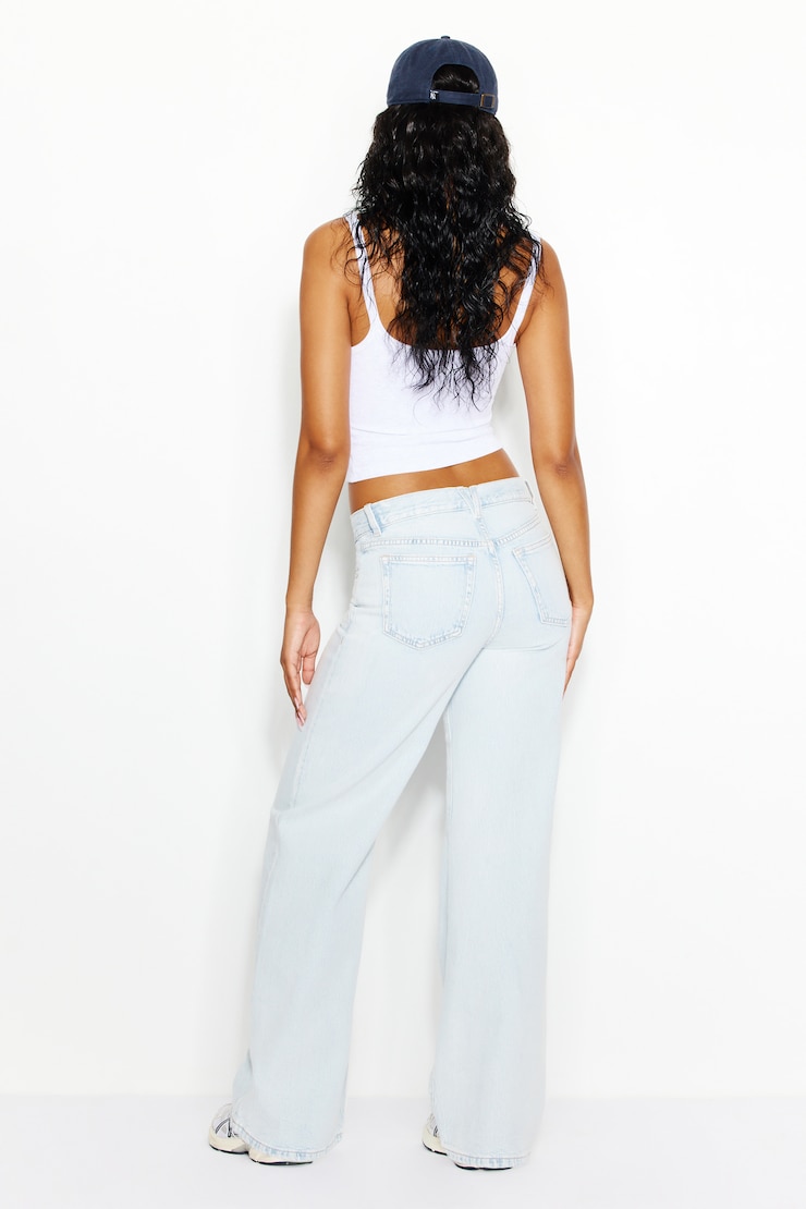 High Rise Wide Leg Jeans - Blue - Women Clothing