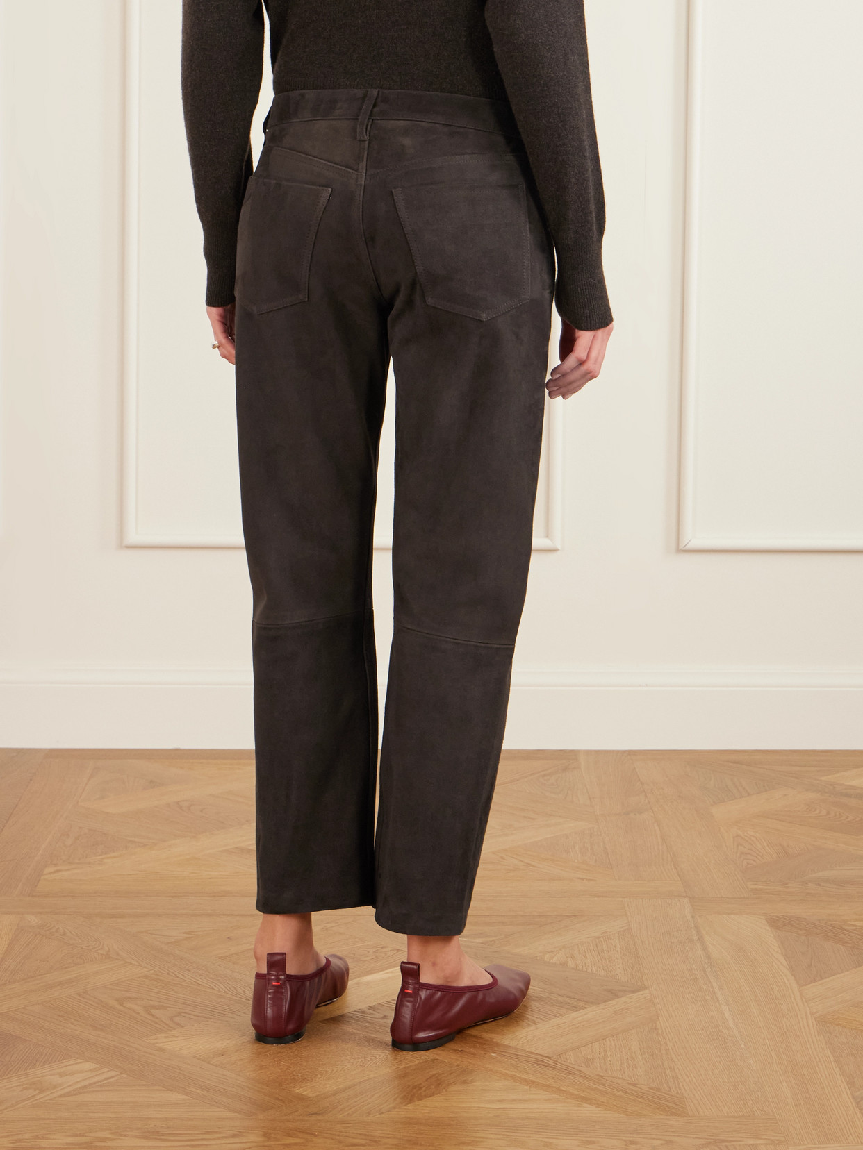 Winslow Suede Straight-leg Pants - Brown
