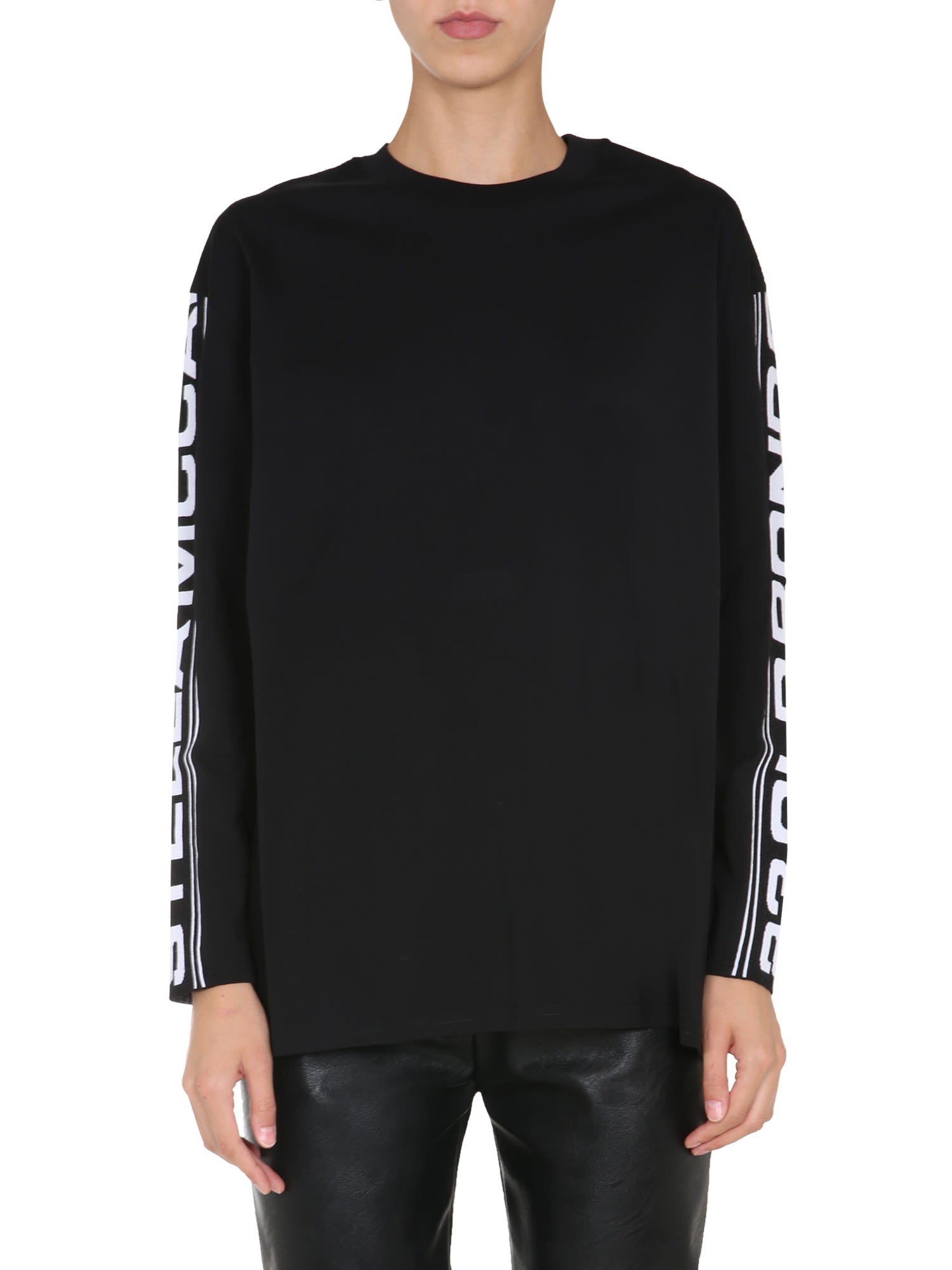 Logo sleeve round neck top
