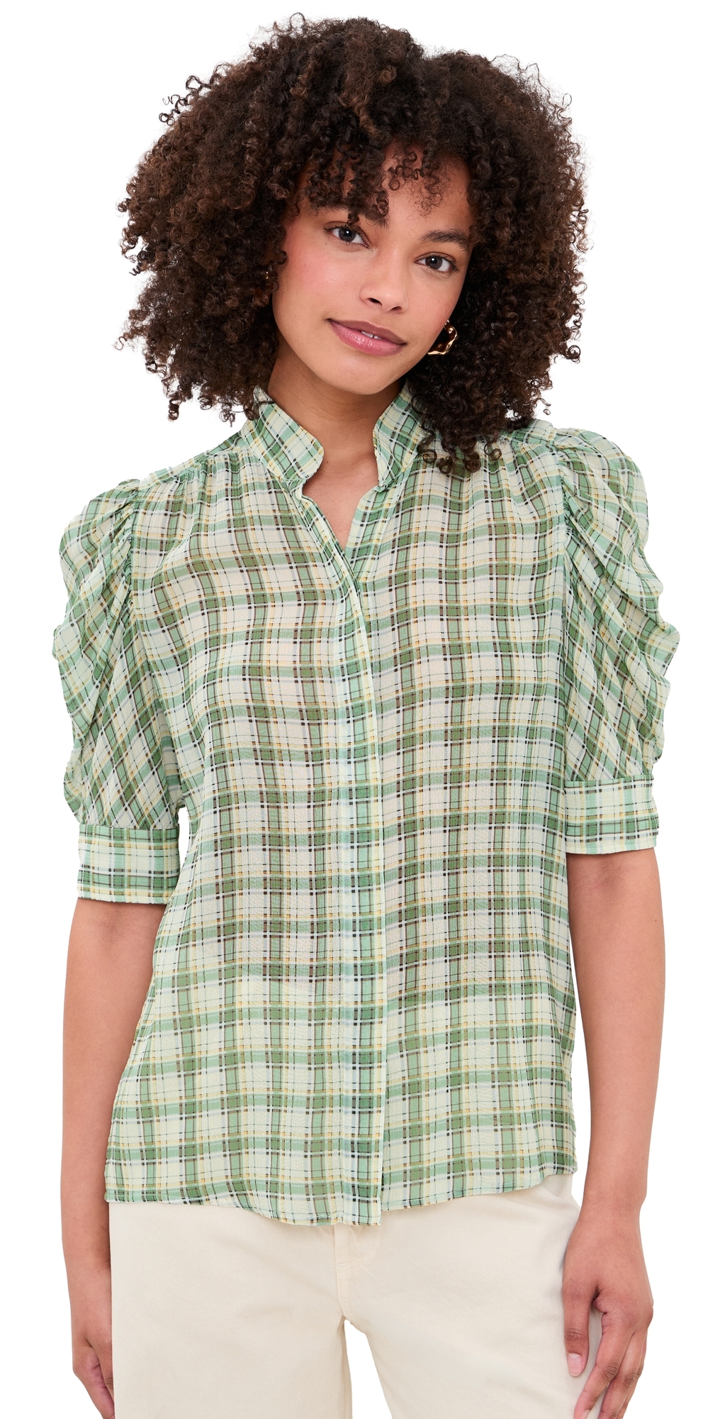 The Gillian Top Jade Green Plaid