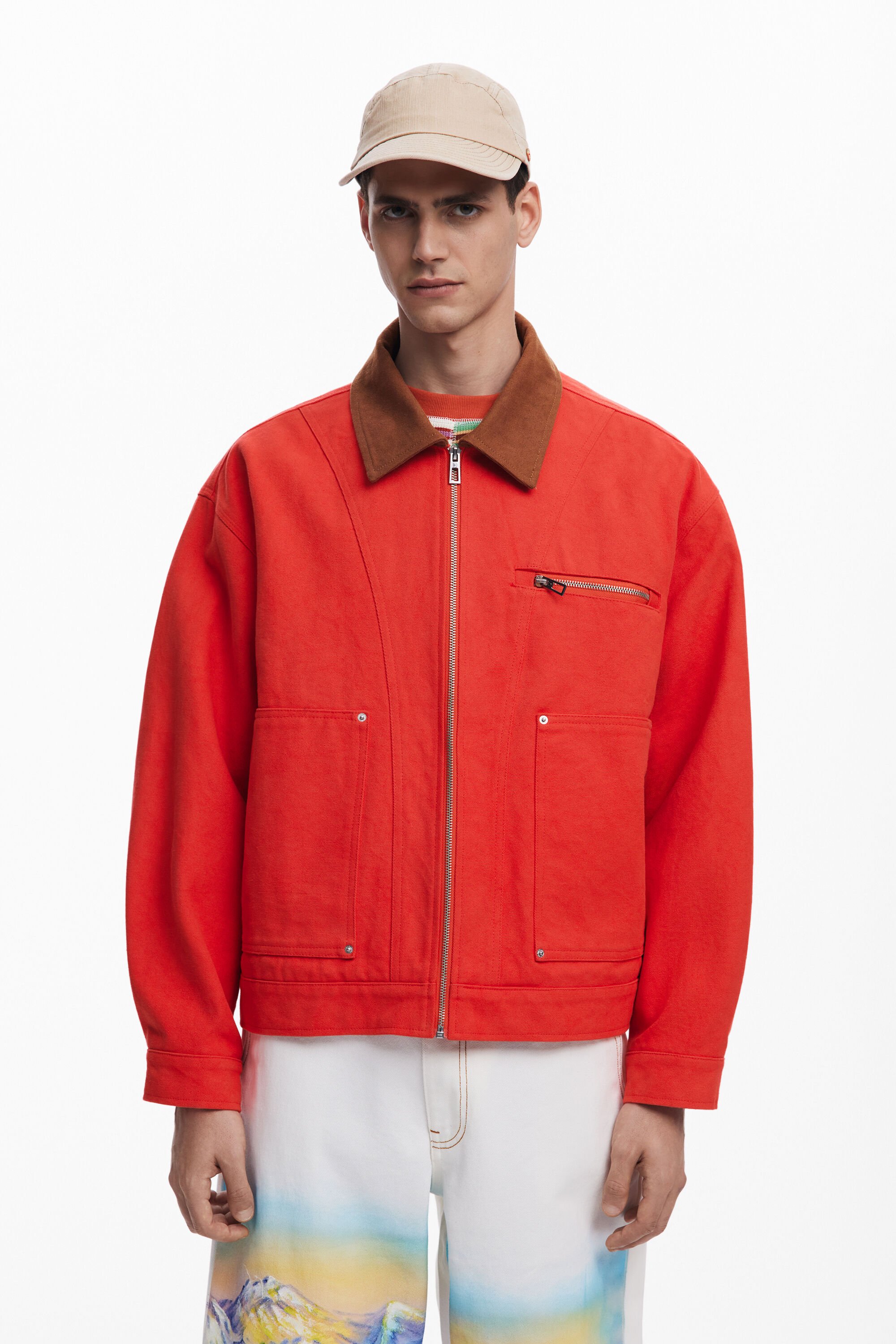 Contrast collar jacket
