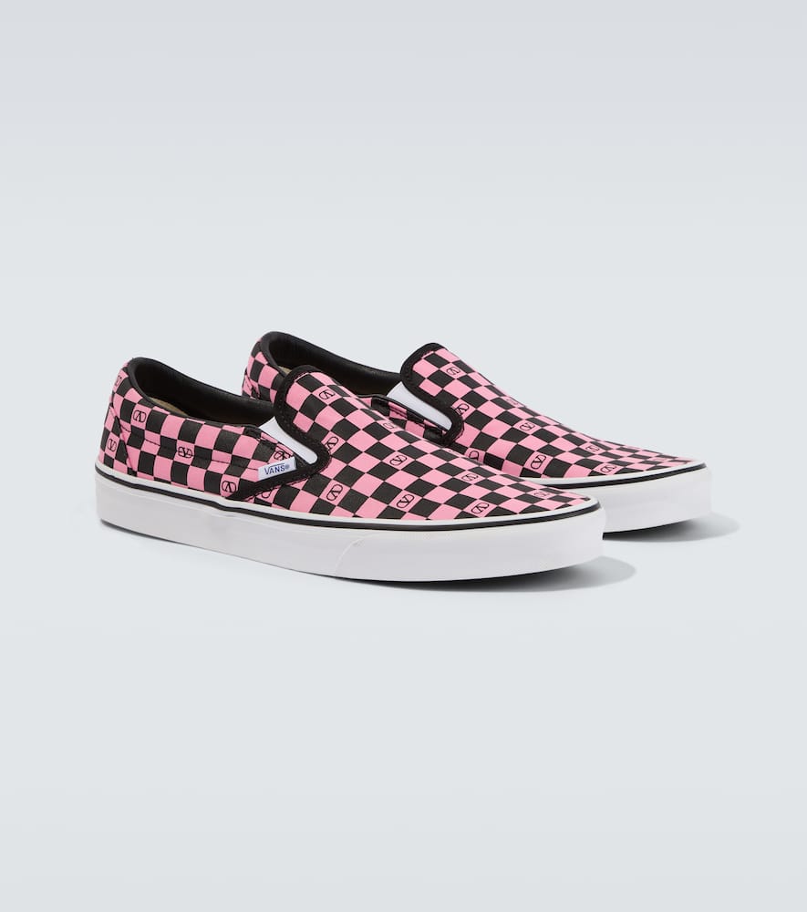 X Vans VLogo checked slip-on shoes