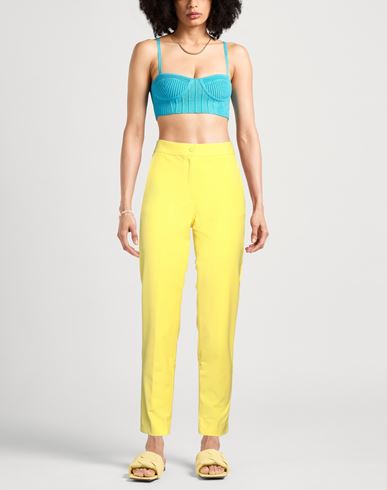 Caractère Woman Pants Yellow Size 10 Polyester, Viscose, Elastane