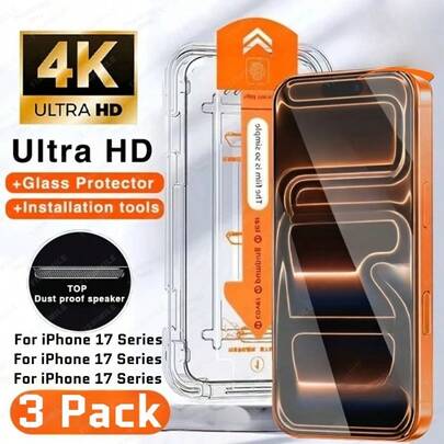 3-Piece HD Screen Protector For IPhone 17 16 Pro Promax 17 Air 16e 16/15/14/13/ Clear Quality Certified Halloween Gift Case-Friendly Anti-Scratch
