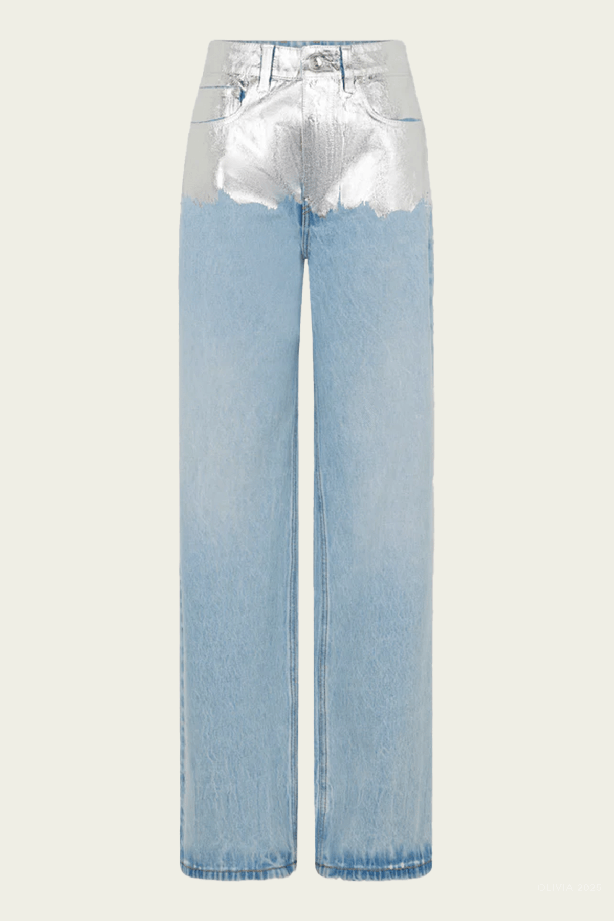 Metallic Baggy Trouser Denim in Light Denim Blue
