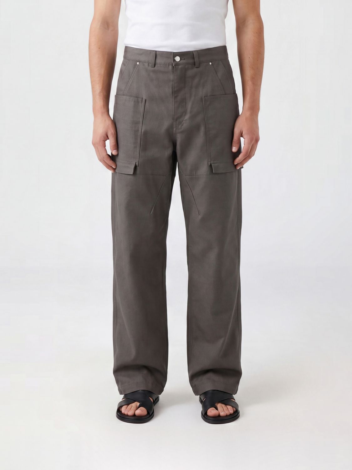 Wide-Leg Cotton Twill Cargo Trousers