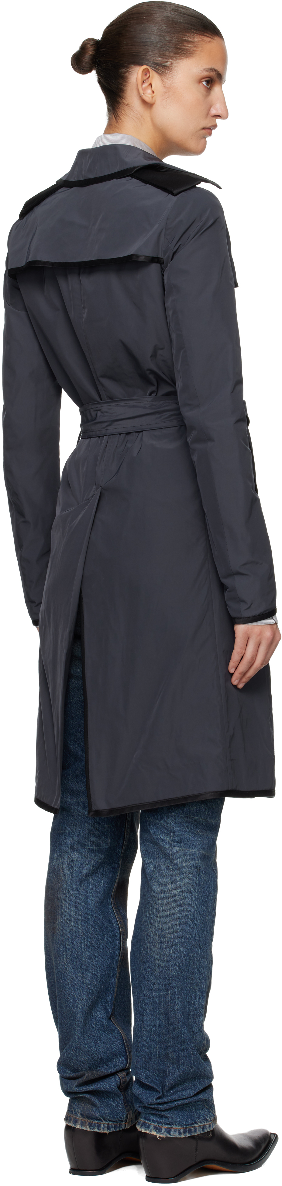 Navy Nylon Trench Coat