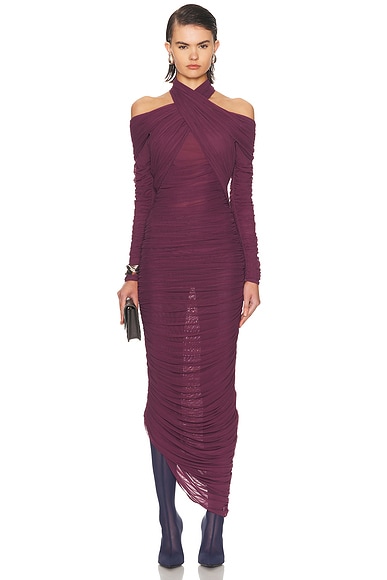 Mugler Long Sleeve Dress in Antique Pink - Purple. 34 also