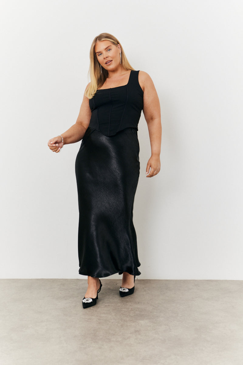 Liquid Satin Bias Cut Maxi Skirt