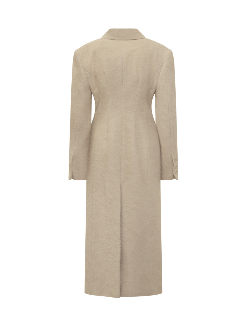 Off White Peaked Lapel Trench Coat