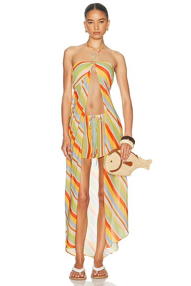 Solid & Striped The Maggie Top in St. Barths Stripe - Green,Orange. XS also in S