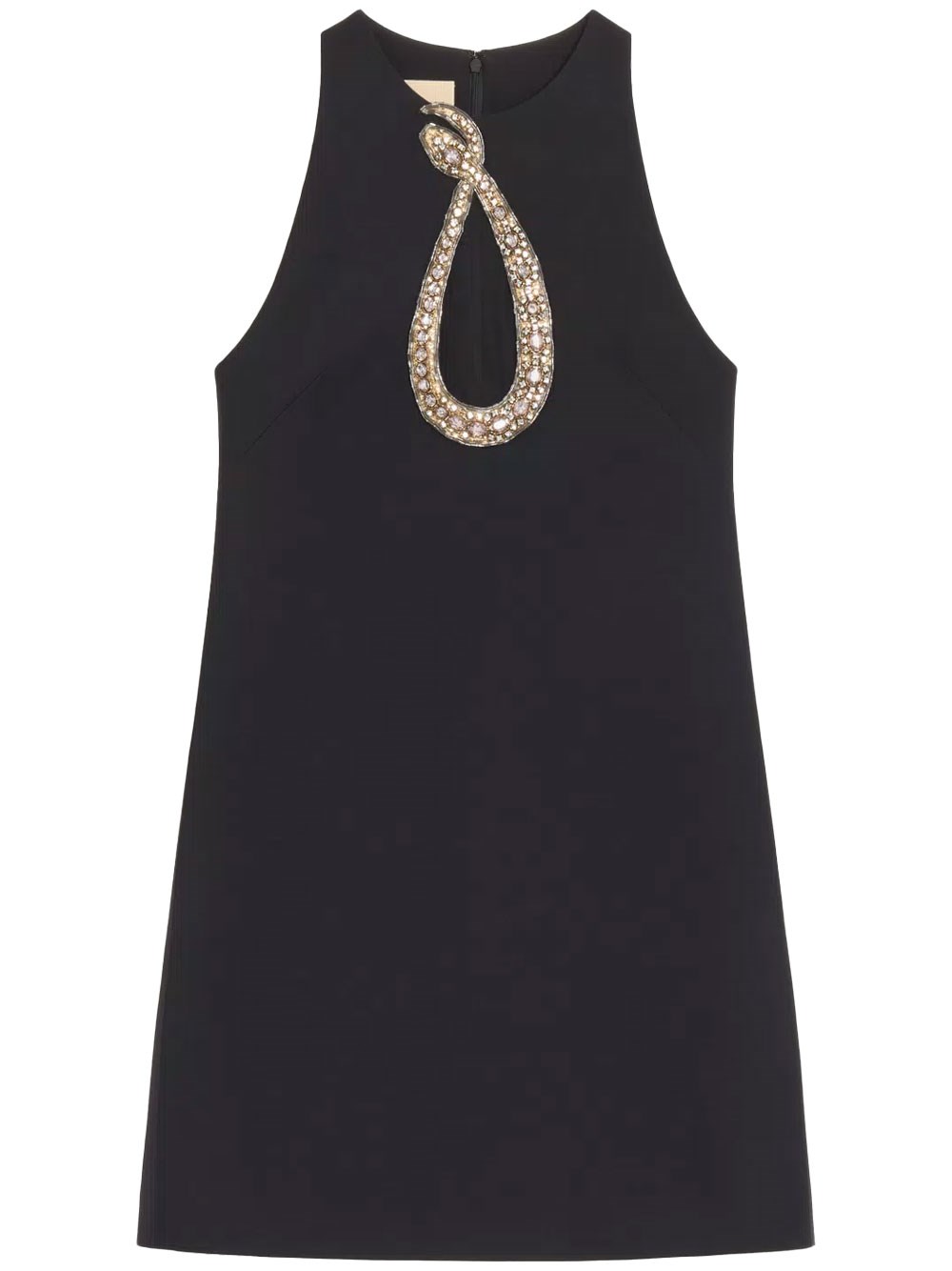 Rhinestone Snake Embroidery Crepe Couture Short Dre