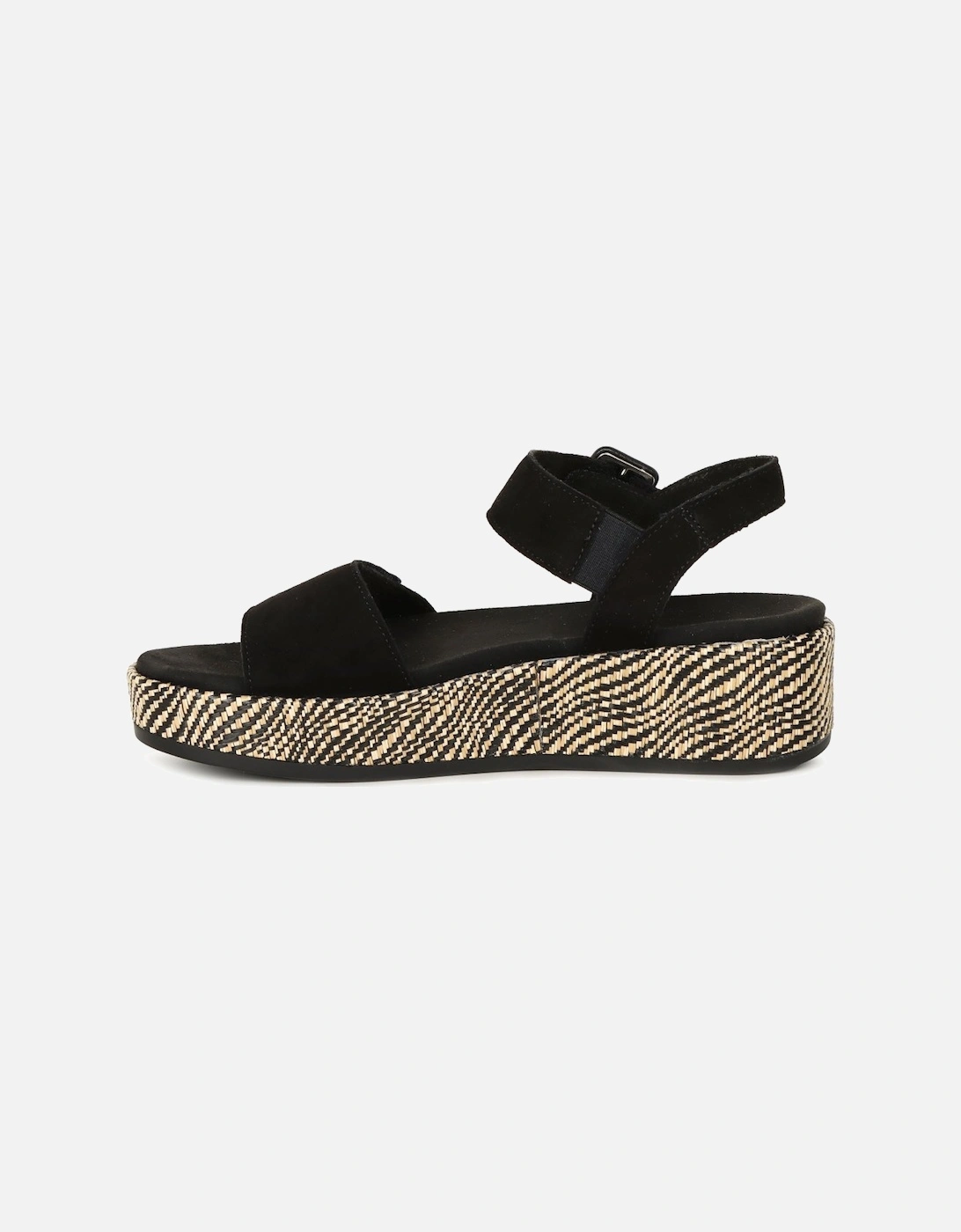 Remonte Women's Tapestry Womens Wedge Sandals - Black