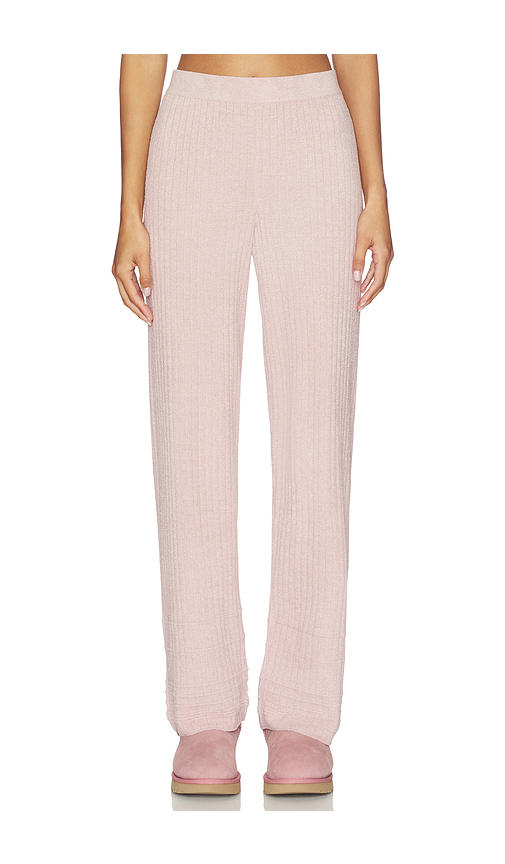 Barefoot Dreams CozyChic Ultra Lite Textured Hem Rib Pant in Blush. L. Also in M, S