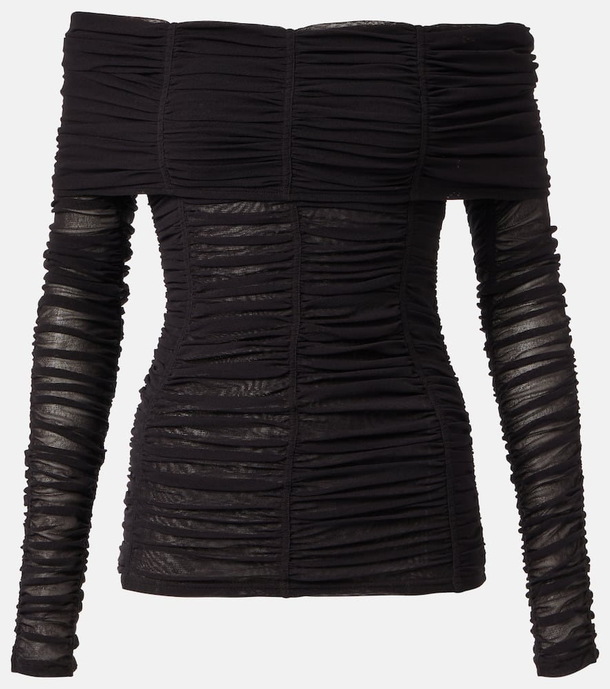 Ruched off-shoulder jersey top