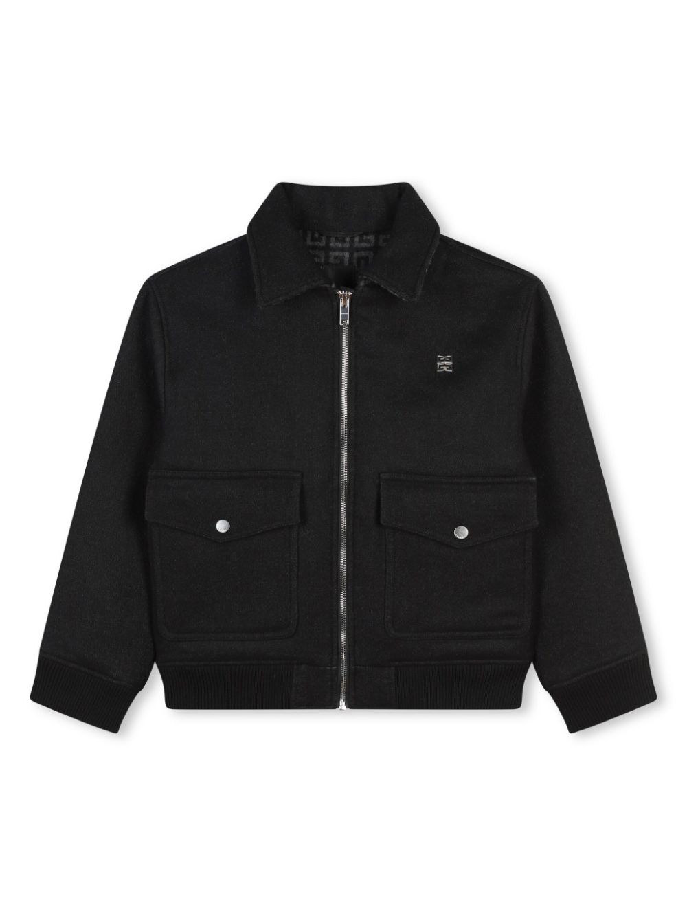 Wool-blend zipped jacket - Black