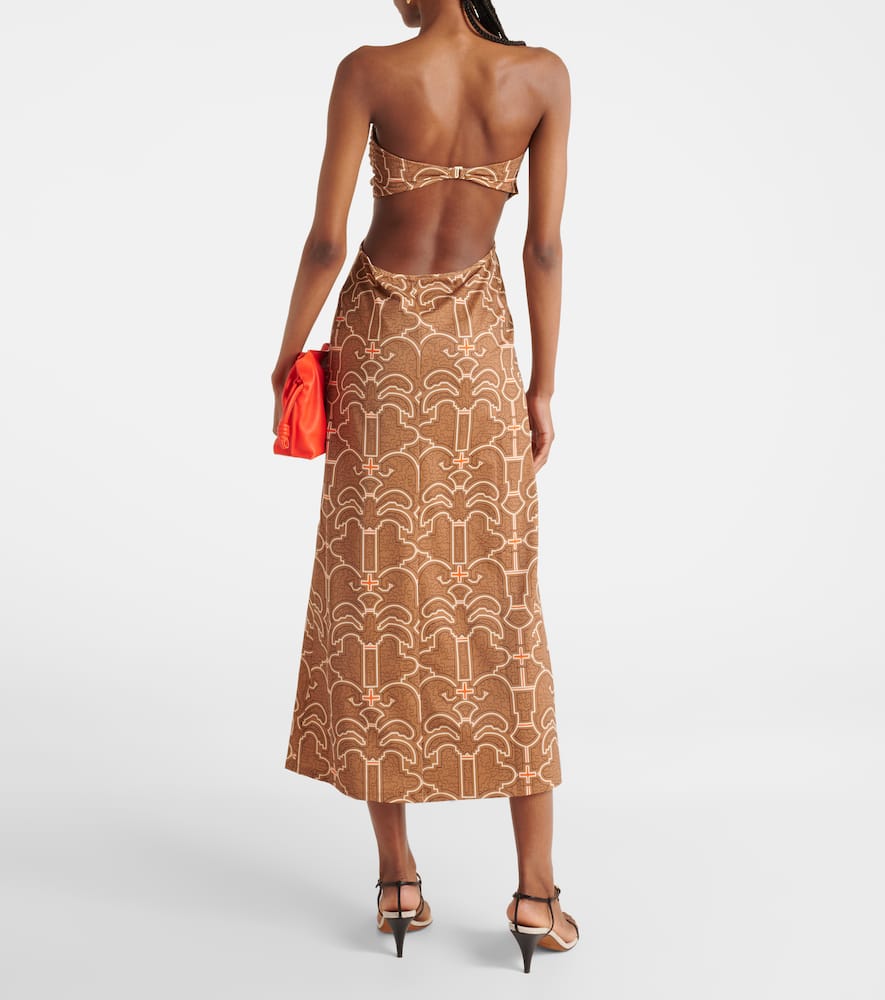 Ring-detail cutout printed maxi dress
