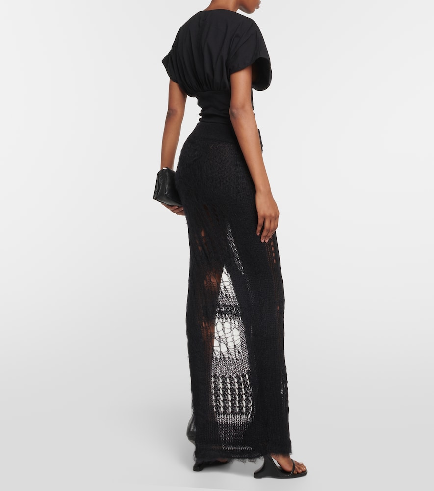 Distressed mohair-blend maxi skirt