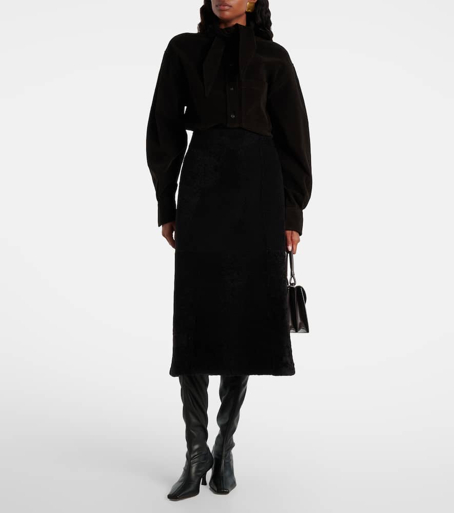 Shearling maxi skirt