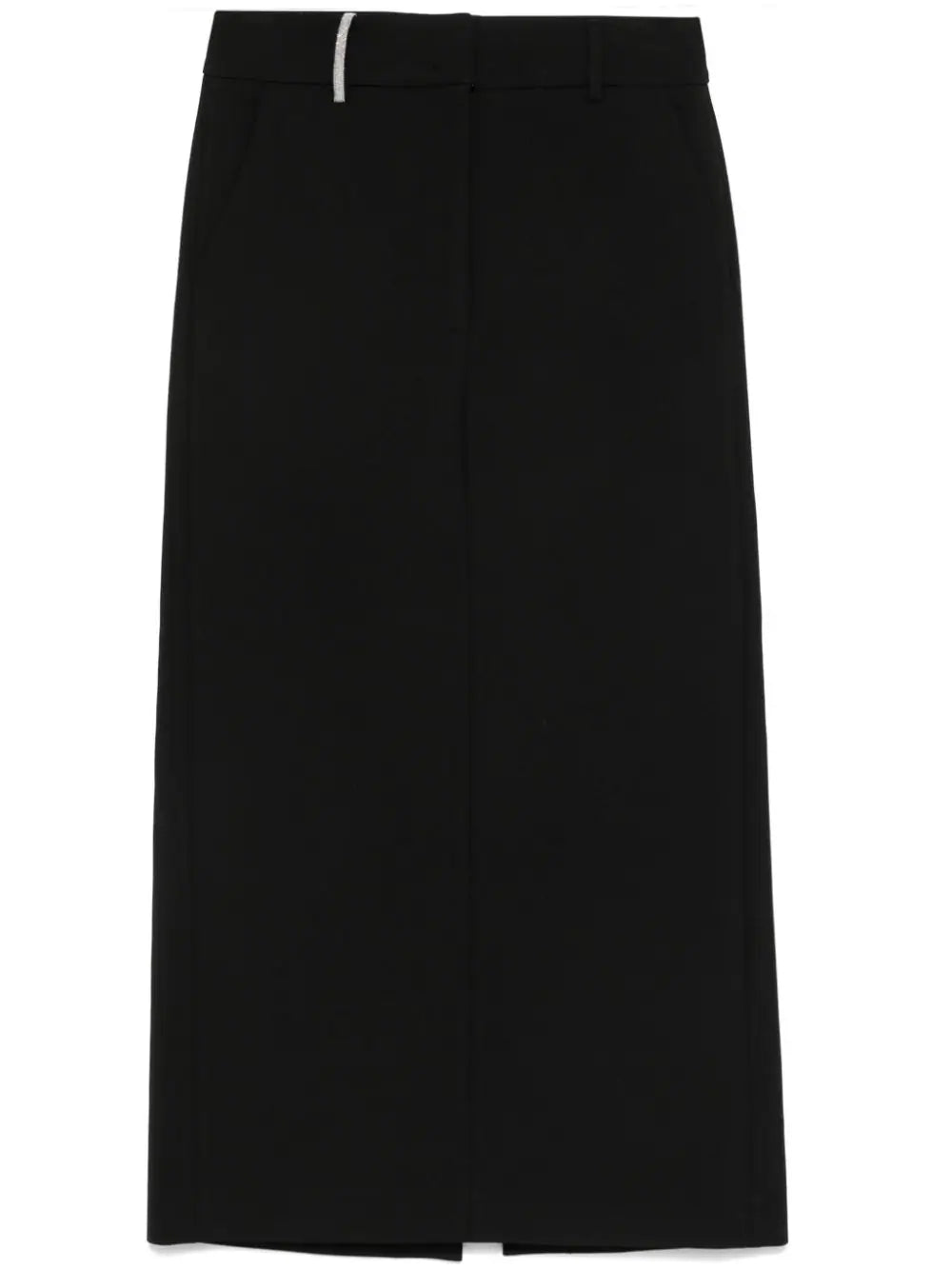 Stretch Straight-Cut Midi Skirt — Black