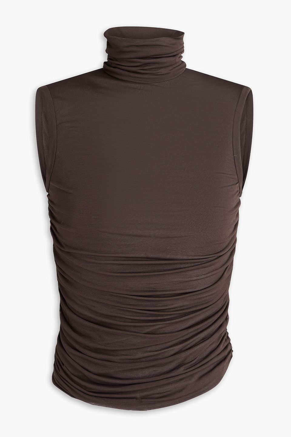Ruched jersey turtleneck top - Brown - IT 48