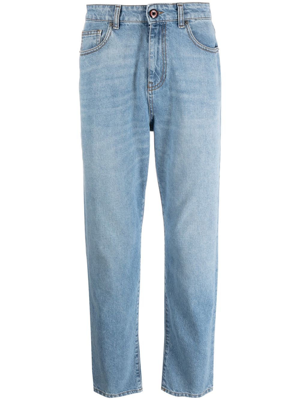 Patch-detail slim-cut jeans - Blue